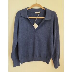 NWT Faherty Jackson Heather Navy Women's Cotton Lightweight Sweater Large